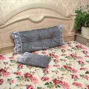 Комплект - Подушка изголовье в кровать 100*40 см. с кружевом и декоративная подушка