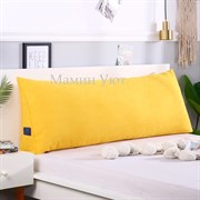 Длинная клиновидная подушка спинка для изголовья кровати. Цвет желтый